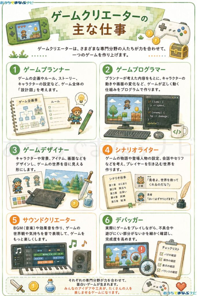 ゲームクリエーターの主な仕事