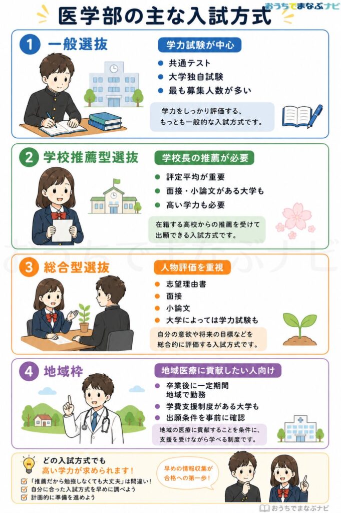 医学部の主な入試方式の図解