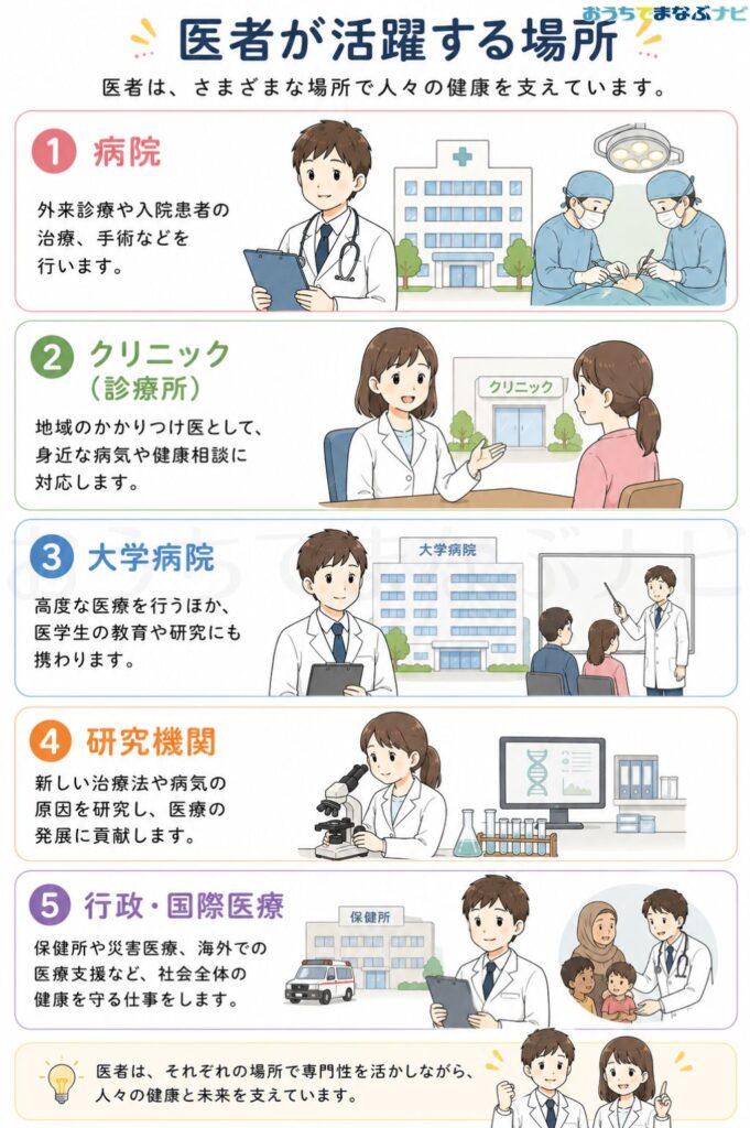 医者が活躍する場所の図解