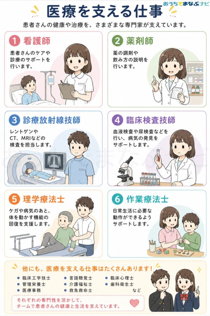 医療を支える仕事の図解
